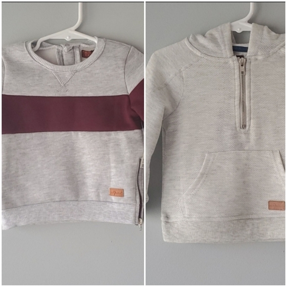 7 For All Mankind Other - 7 For All Mankind Set of 2 Gray Long Sleeve Sweatshirts 12 Mths Hooded 18 Mths